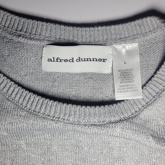 Alfred Dunner Womens Silver Sparkle Short Sleeve Sweater Blouse Size Large - Picture 6 of 12